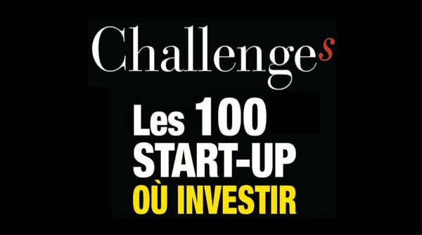 Visuel avec le texte « 100 start-up où investir » du magazine Challenges