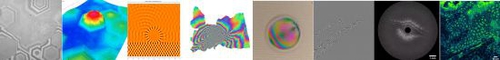Bannière visuelle de l’exposition Light Interference présentant différentes œuvres autour des phénomènes lumineux
