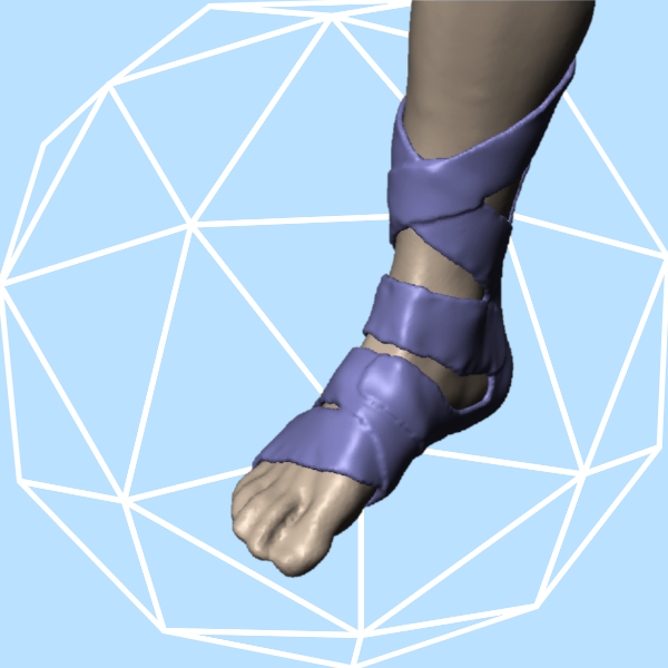 Pied équipé d’un bandage intelligent permettant la capture de données pour la modélisation 3D d’une orthèse